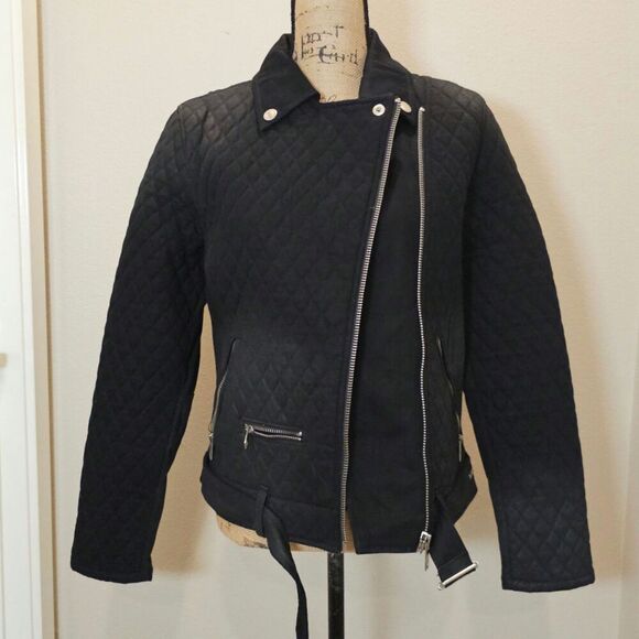 NWOT Diesel Black Moto Quilted Jacket Size Small - Picture 2 of 11